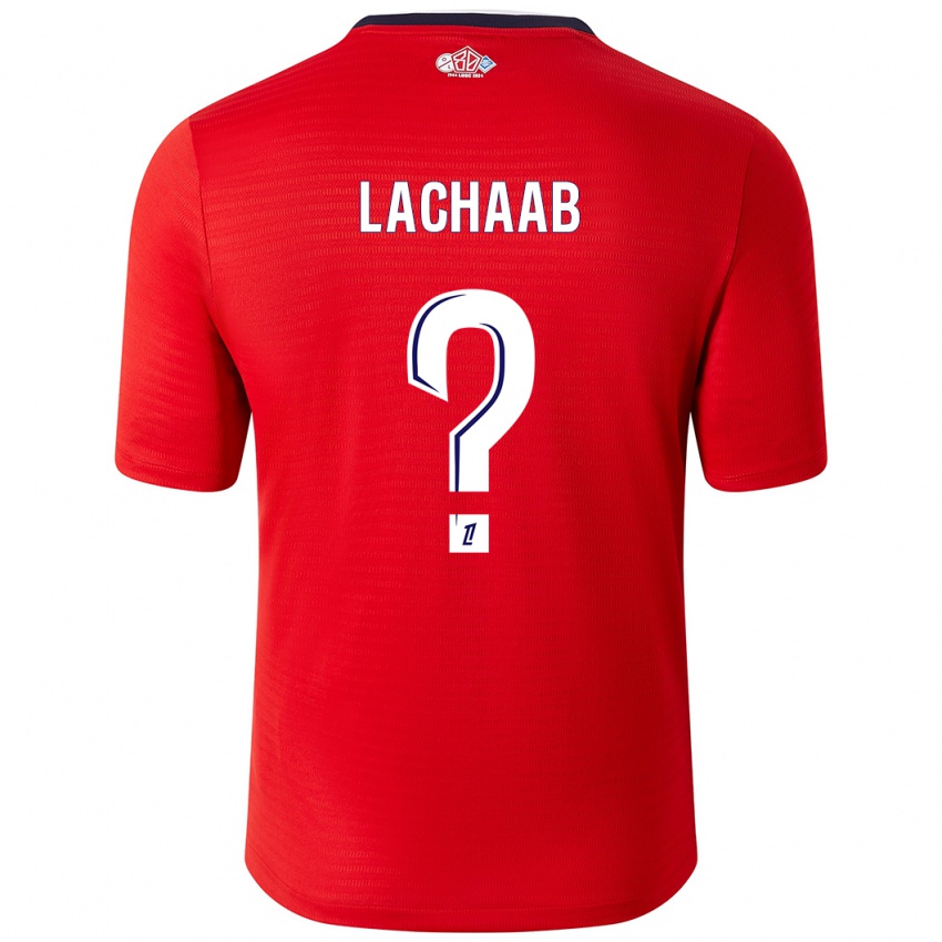 Hombre Camiseta Younes Lachaab #0 Rojo Blanco 1ª Equipación 2024/25 La Camisa