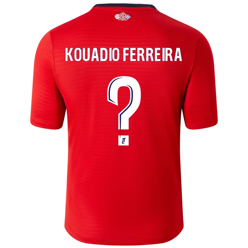 Hombre Camiseta Wilfrid Kouadio Ferreira #0 Rojo Blanco 1ª Equipación 2024/25 La Camisa