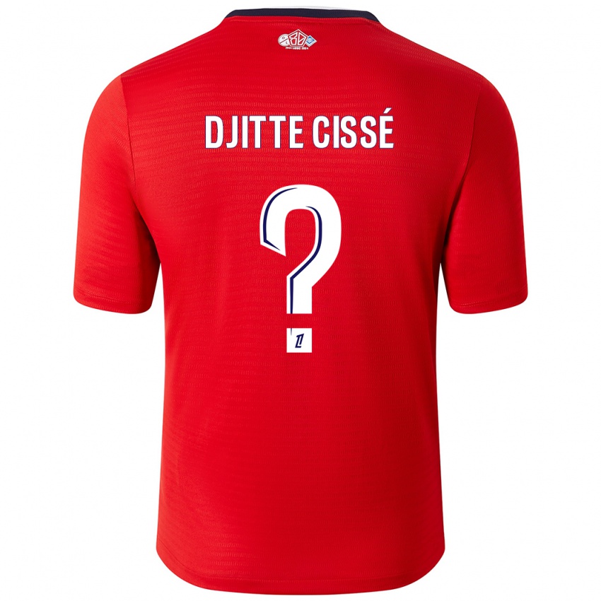 Hombre Camiseta Babacar Djitte Cissé #0 Rojo Blanco 1ª Equipación 2024/25 La Camisa