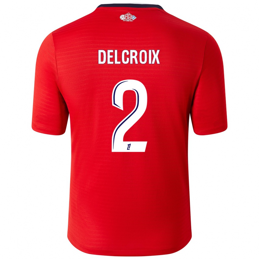 Hombre Camiseta Céleste Delcroix #2 Rojo Blanco 1ª Equipación 2024/25 La Camisa