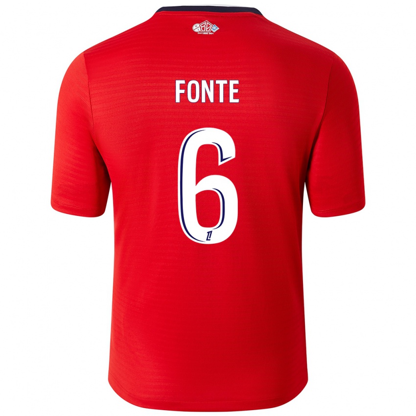 Hombre Camiseta Jose Fonte #6 Rojo Blanco 1ª Equipación 2024/25 La Camisa