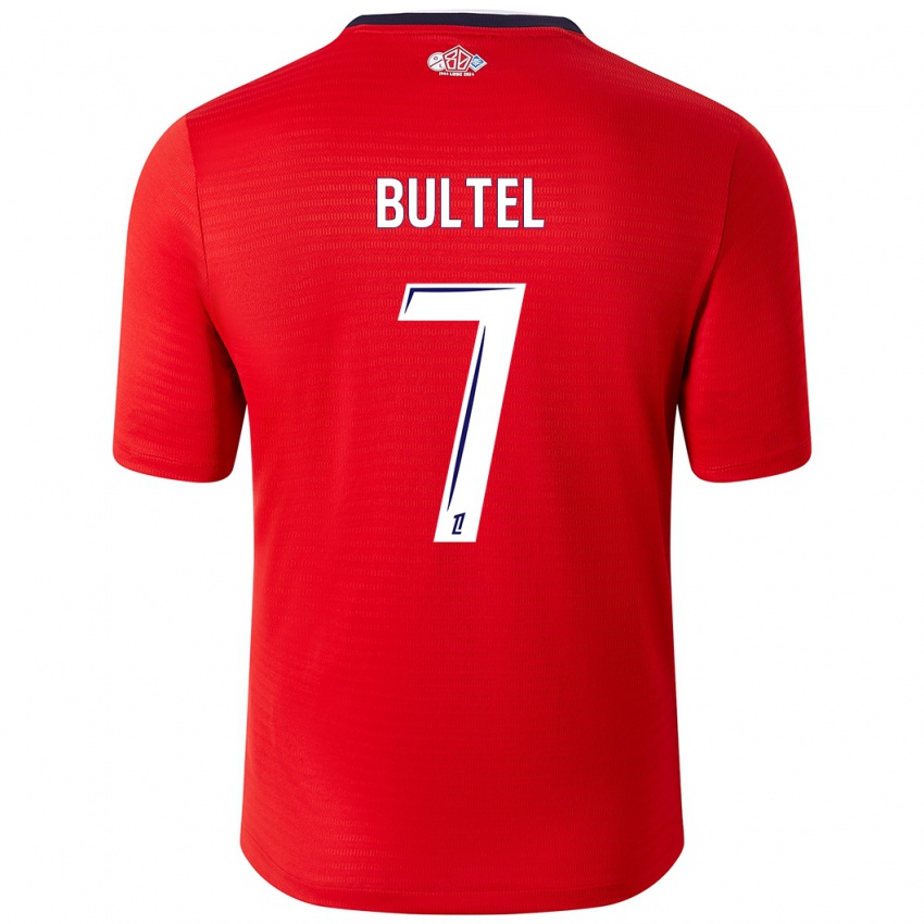 Hombre Camiseta Ludivine Bultel #7 Rojo Blanco 1ª Equipación 2024/25 La Camisa