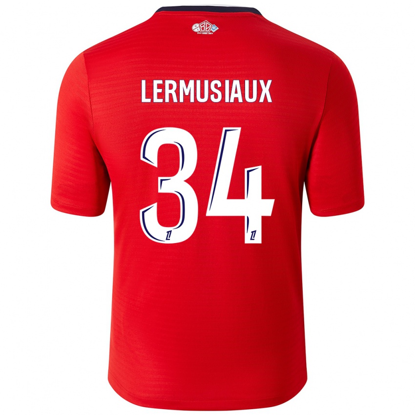 Hombre Camiseta Chrystal Lermusiaux #34 Rojo Blanco 1ª Equipación 2024/25 La Camisa