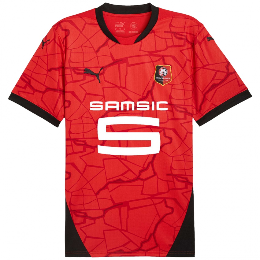 Hombre Camiseta Mikayil Faye #0 Rojo Negro 1ª Equipación 2024/25 La Camisa