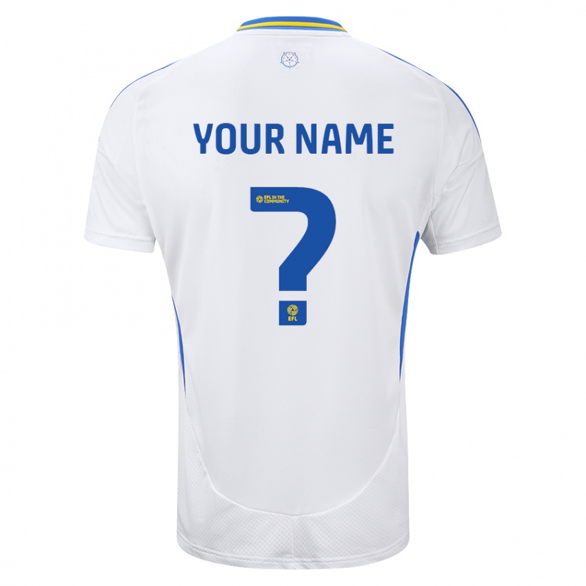 Hombre Camiseta Su Nombre #0 Blanco Azul 1ª Equipación 2024/25 La Camisa