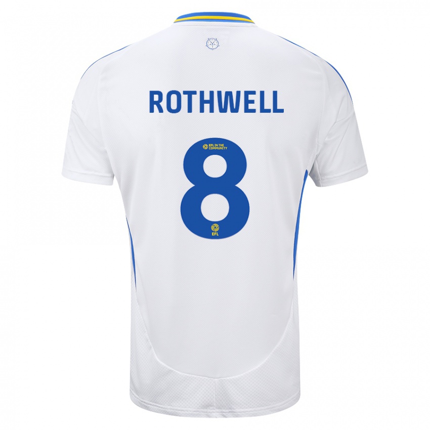 Hombre Camiseta Joe Rothwell #8 Blanco Azul 1ª Equipación 2024/25 La Camisa