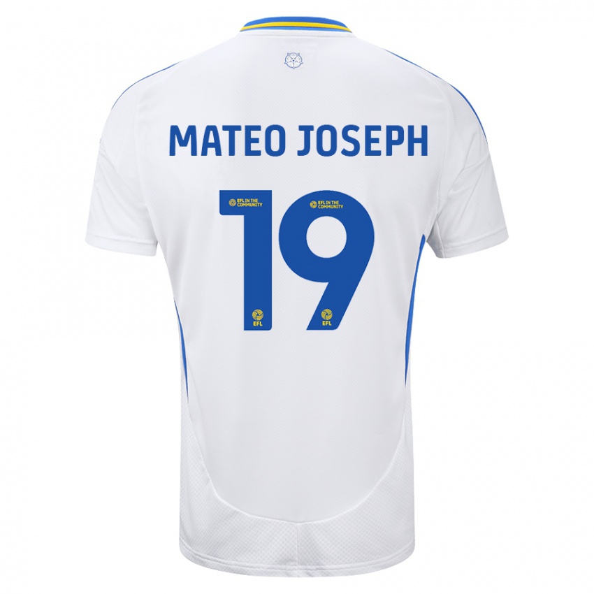 Hombre Camiseta Mateo Joseph #19 Blanco Azul 1ª Equipación 2024/25 La Camisa