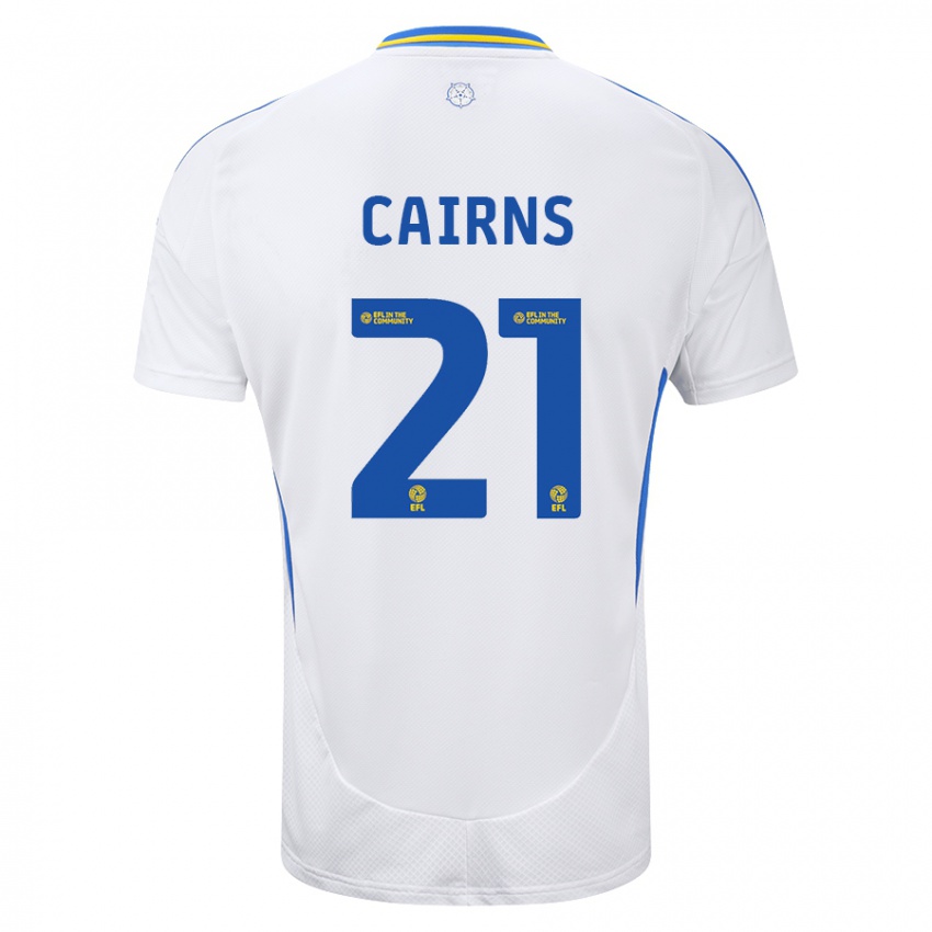 Hombre Camiseta Alex Cairns #21 Blanco Azul 1ª Equipación 2024/25 La Camisa