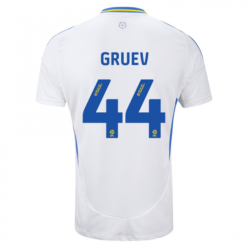 Hombre Camiseta Ilia Gruev #44 Blanco Azul 1ª Equipación 2024/25 La Camisa