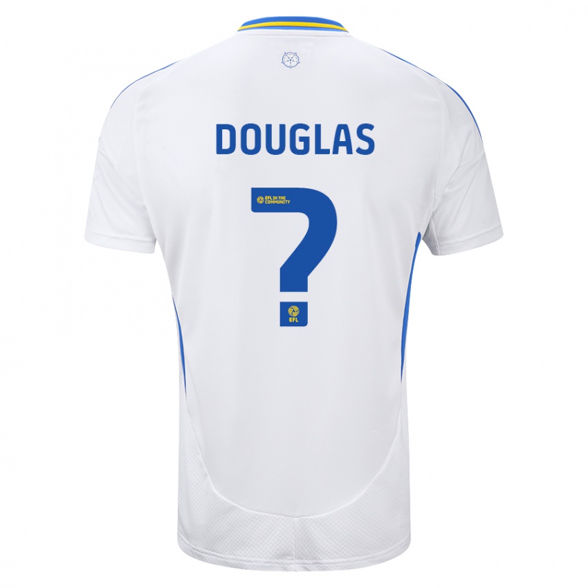 Hombre Camiseta Connor Douglas #0 Blanco Azul 1ª Equipación 2024/25 La Camisa