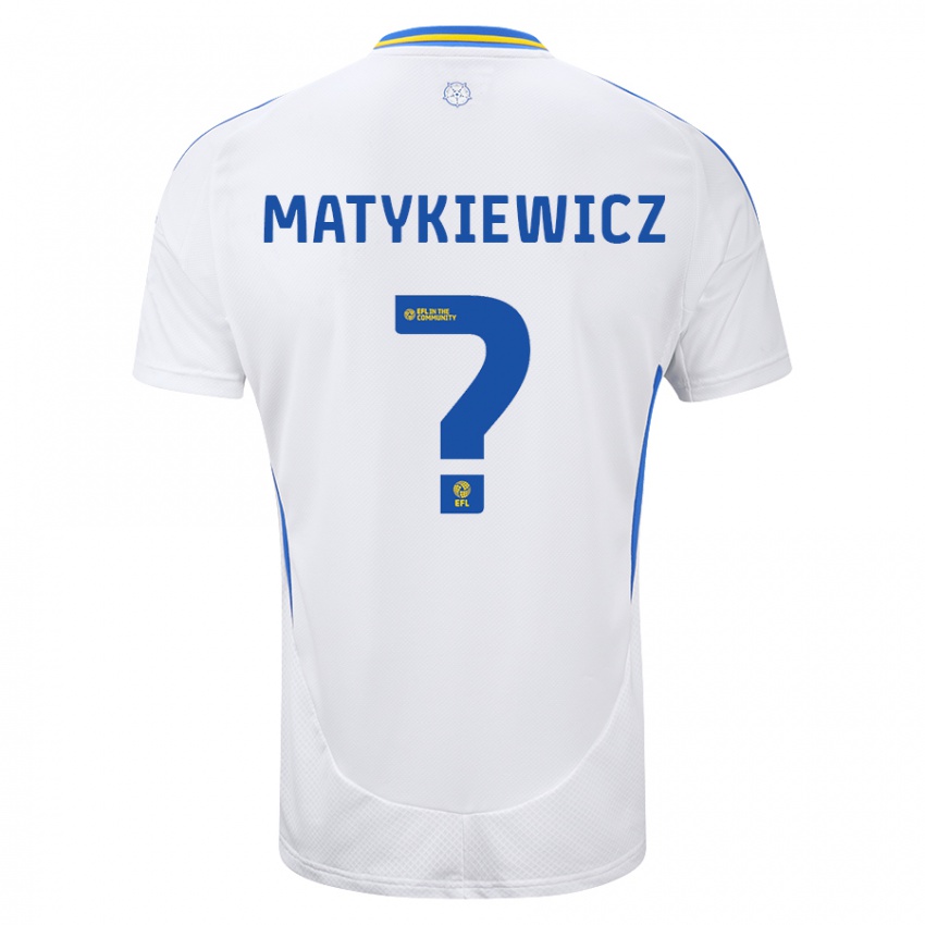 Hombre Camiseta Luke Matykiewicz #0 Blanco Azul 1ª Equipación 2024/25 La Camisa