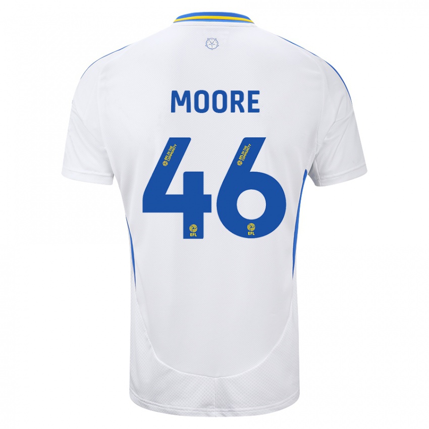 Hombre Camiseta Kris Moore #46 Blanco Azul 1ª Equipación 2024/25 La Camisa