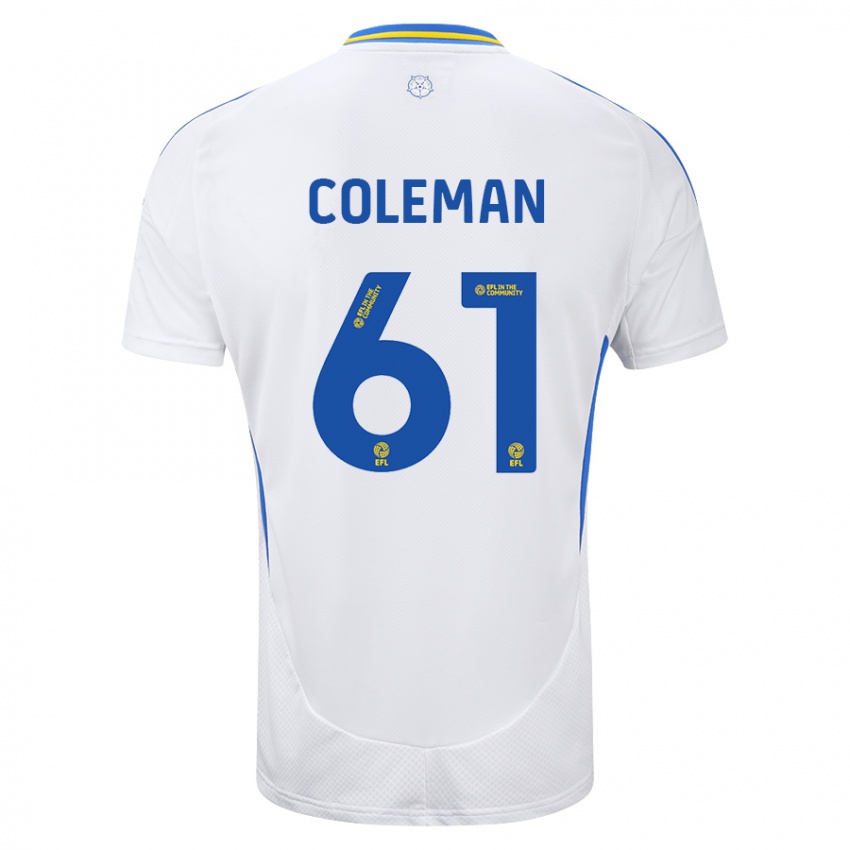 Hombre Camiseta Cian Coleman #61 Blanco Azul 1ª Equipación 2024/25 La Camisa