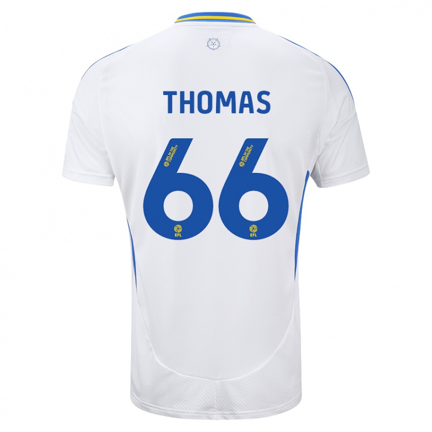 Hombre Camiseta Luca Thomas #66 Blanco Azul 1ª Equipación 2024/25 La Camisa