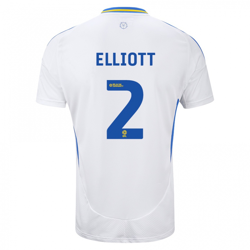 Hombre Camiseta Izzy Elliott #2 Blanco Azul 1ª Equipación 2024/25 La Camisa