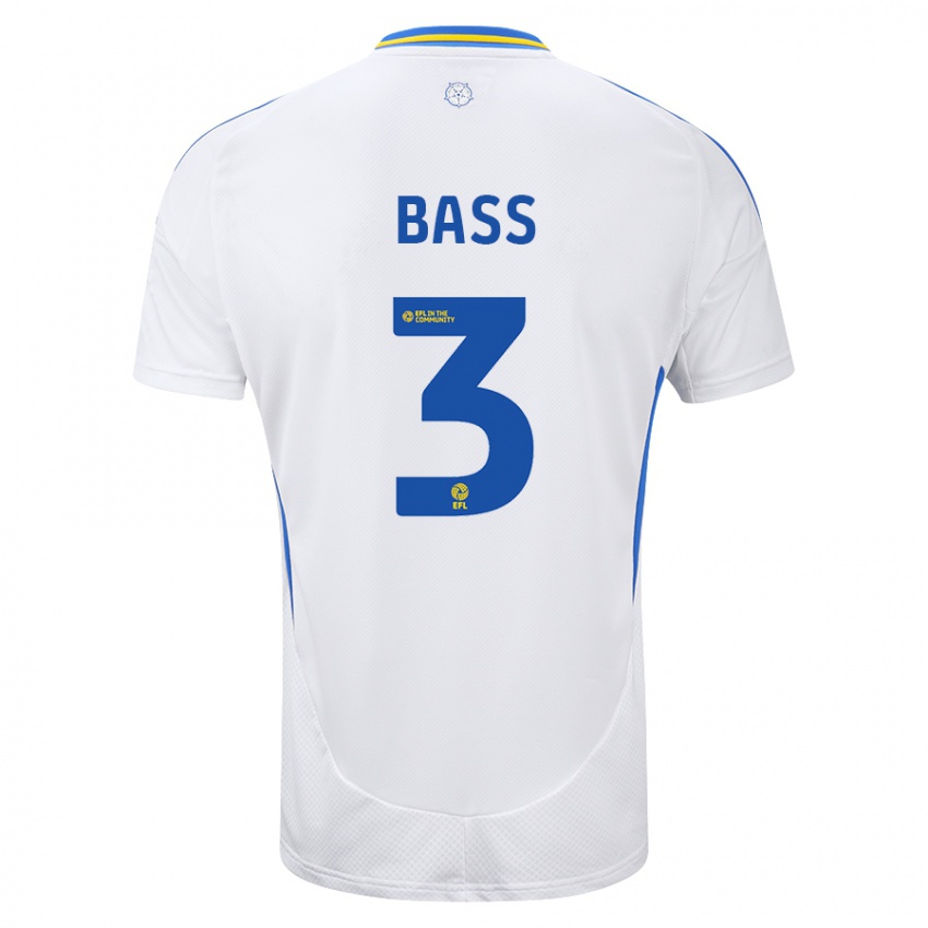 Hombre Camiseta Rebekah Bass #3 Blanco Azul 1ª Equipación 2024/25 La Camisa