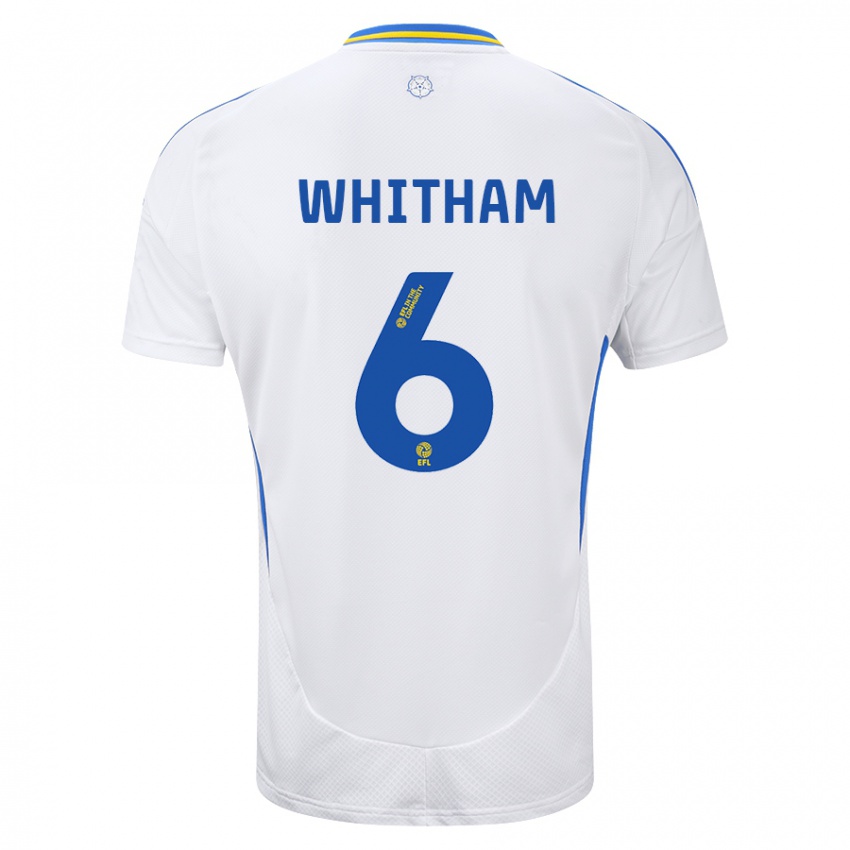 Hombre Camiseta Danielle Whitham #6 Blanco Azul 1ª Equipación 2024/25 La Camisa