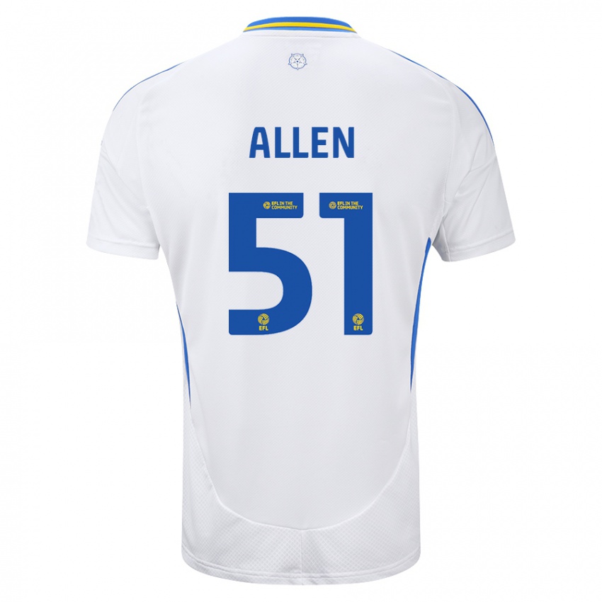 Hombre Camiseta Charlie Allen #51 Blanco Azul 1ª Equipación 2024/25 La Camisa