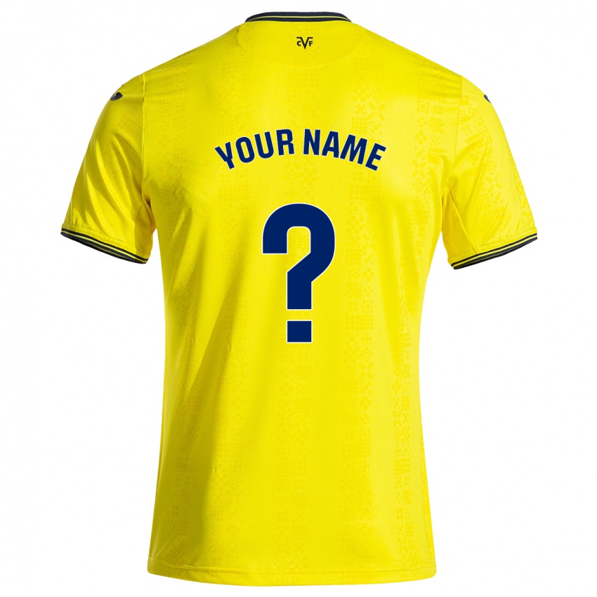 Hombre Camiseta Su Nombre #0 Amarillo Negro 1ª Equipación 2024/25 La Camisa