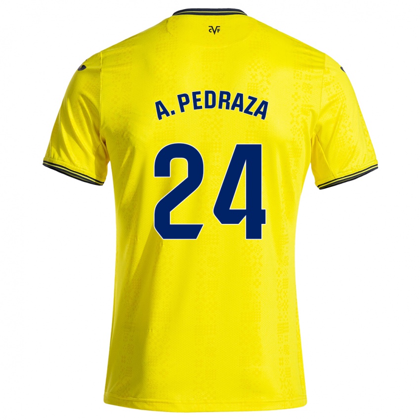 Hombre Camiseta Alfonso Pedraza #24 Amarillo Negro 1ª Equipación 2024/25 La Camisa