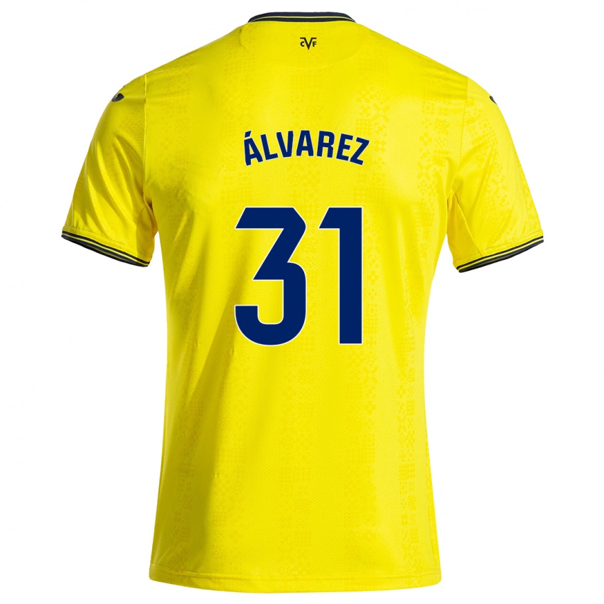 Hombre Camiseta Iker Álvarez #31 Amarillo Negro 1ª Equipación 2024/25 La Camisa