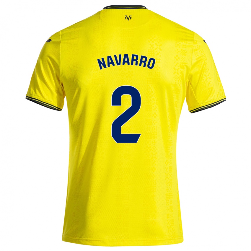 Hombre Camiseta Pau Navarro #2 Amarillo Negro 1ª Equipación 2024/25 La Camisa