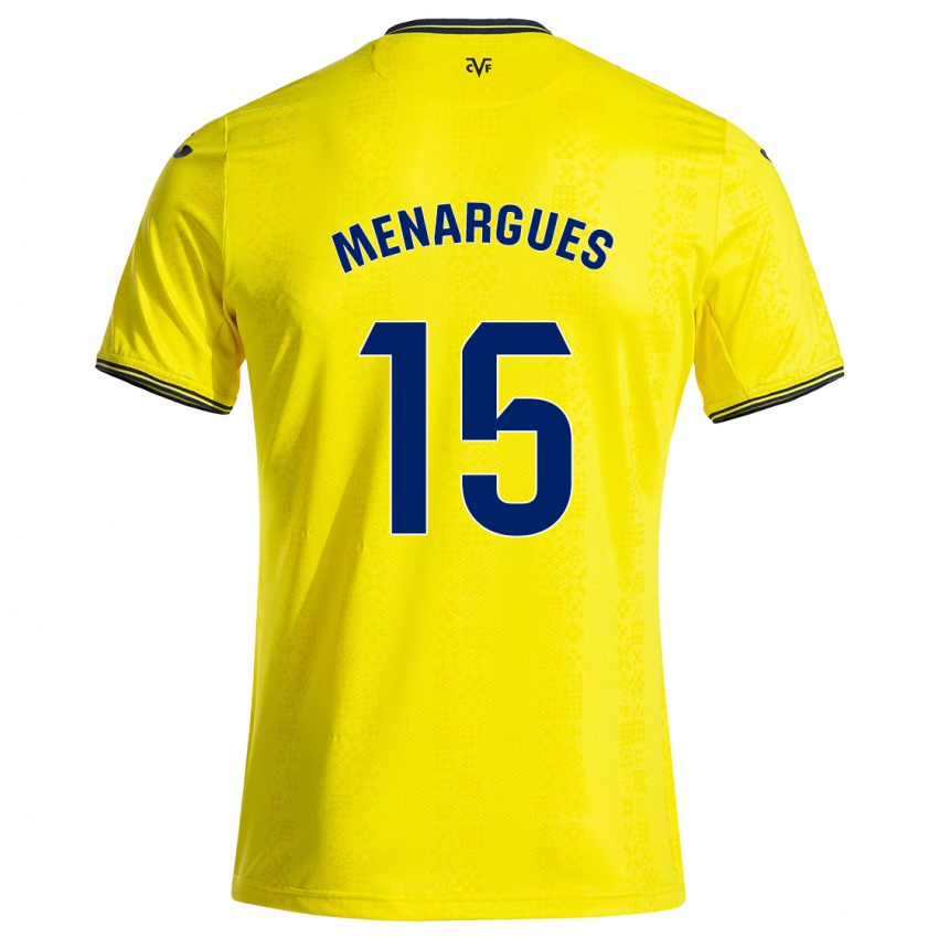 Hombre Camiseta Joseda Menargues #15 Amarillo Negro 1ª Equipación 2024/25 La Camisa