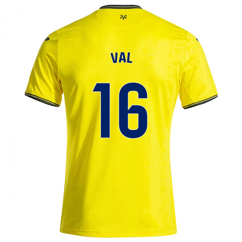 Hombre Camiseta Brais Val #16 Amarillo Negro 1ª Equipación 2024/25 La Camisa