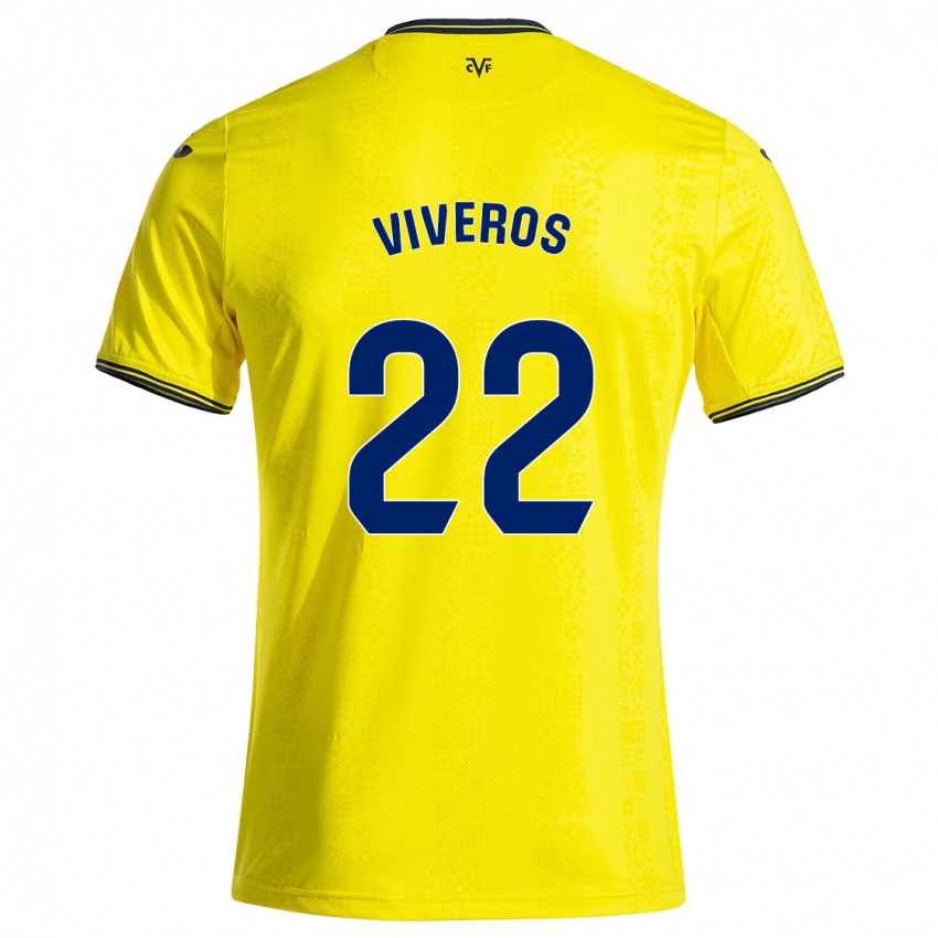 Hombre Camiseta Facundo Viveros #22 Amarillo Negro 1ª Equipación 2024/25 La Camisa