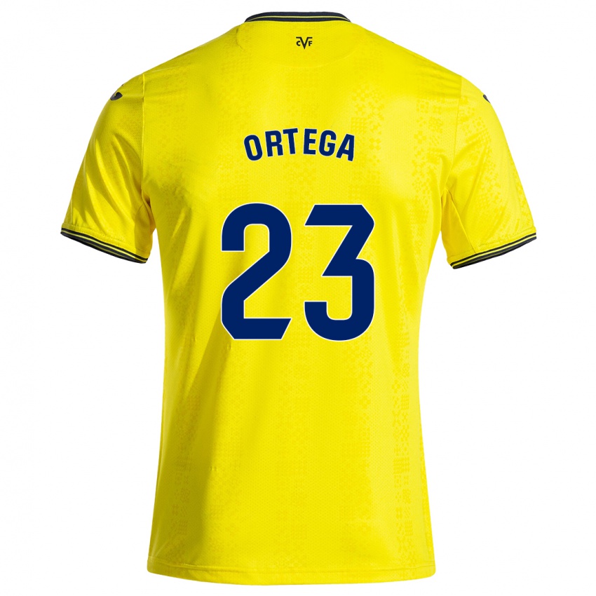 Hombre Camiseta Jordi Ortega #23 Amarillo Negro 1ª Equipación 2024/25 La Camisa