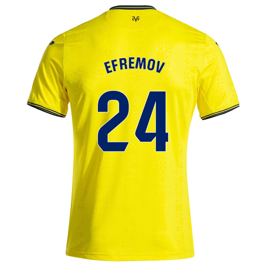 Hombre Camiseta Anton Efremov #24 Amarillo Negro 1ª Equipación 2024/25 La Camisa