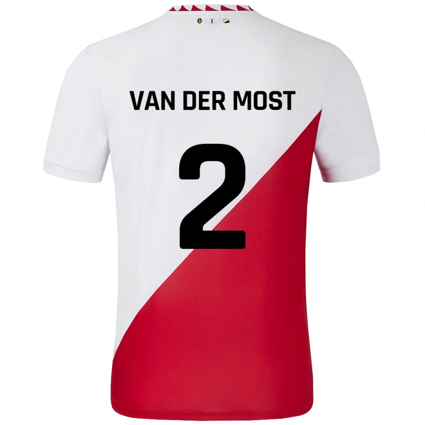 Hombre Camiseta Liza Van Der Most #2 Blanco Rojo 1ª Equipación 2024/25 La Camisa