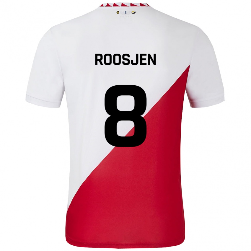 Hombre Camiseta Judith Roosjen #8 Blanco Rojo 1ª Equipación 2024/25 La Camisa