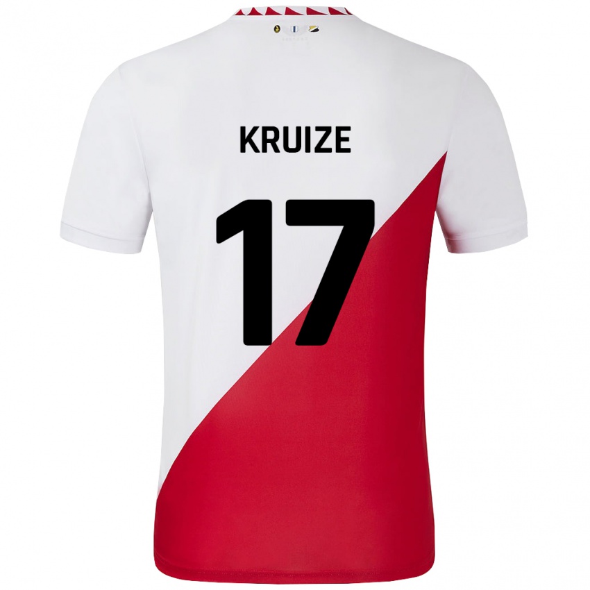 Hombre Camiseta Elisha Kruize #17 Blanco Rojo 1ª Equipación 2024/25 La Camisa