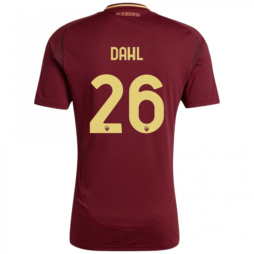 Hombre Camiseta Samuel Dahl #26 Rojo Marrón Dorado 1ª Equipación 2024/25 La Camisa