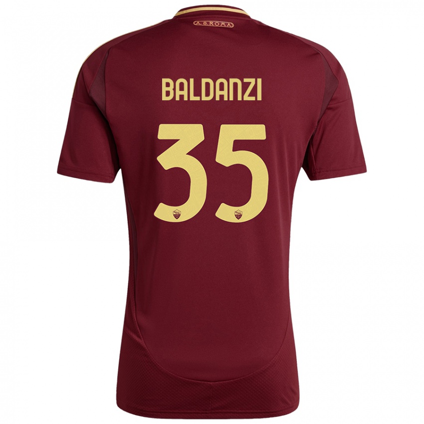 Hombre Camiseta Tommaso Baldanzi #35 Rojo Marrón Dorado 1ª Equipación 2024/25 La Camisa