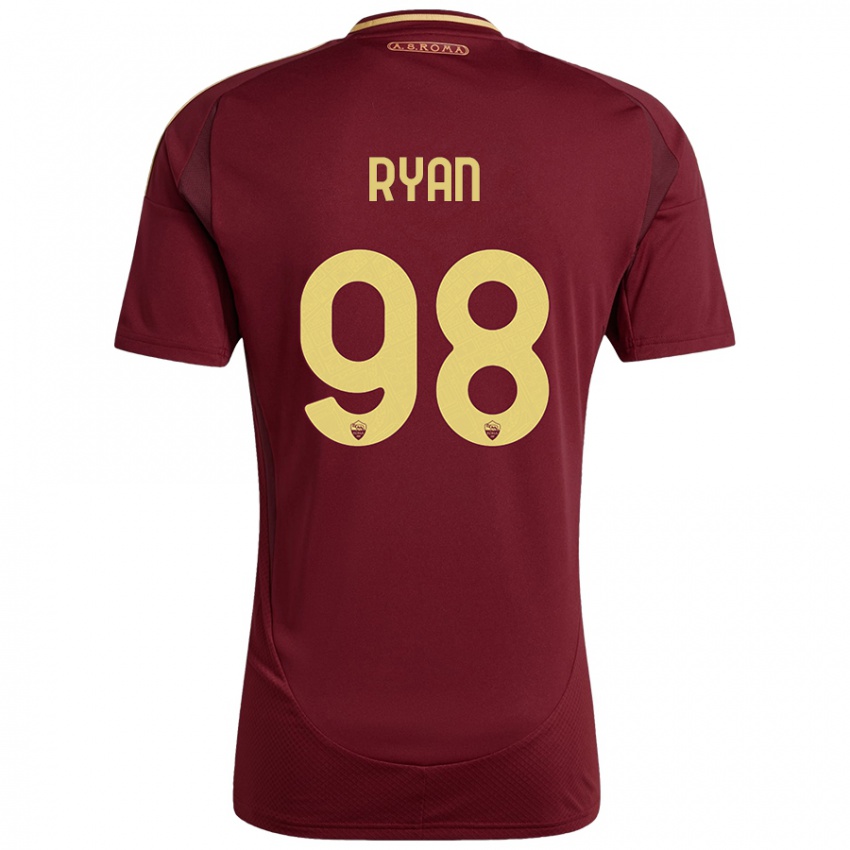 Hombre Camiseta Mathew Ryan #98 Rojo Marrón Dorado 1ª Equipación 2024/25 La Camisa