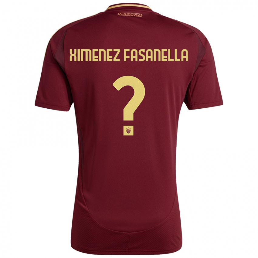 Hombre Camiseta Rafael Ximenez Fasanella #0 Rojo Marrón Dorado 1ª Equipación 2024/25 La Camisa