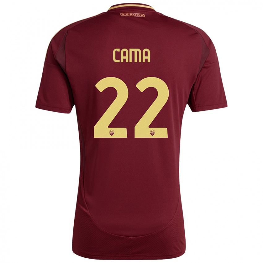 Hombre Camiseta Cristian Cama #22 Rojo Marrón Dorado 1ª Equipación 2024/25 La Camisa