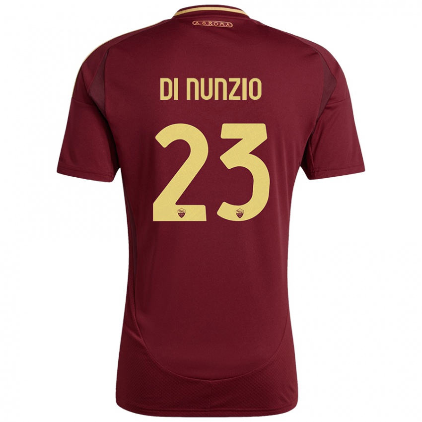 Hombre Camiseta Alessandro Di Nunzio #23 Rojo Marrón Dorado 1ª Equipación 2024/25 La Camisa