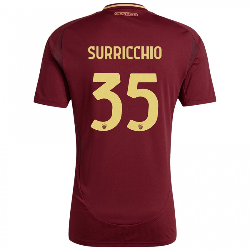 Hombre Camiseta Jacopo Surricchio #35 Rojo Marrón Dorado 1ª Equipación 2024/25 La Camisa