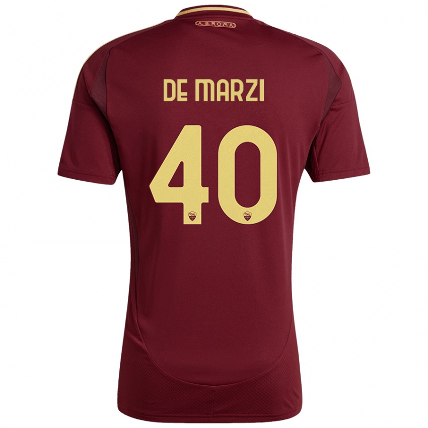 Hombre Camiseta Giorgio De Marzi #40 Rojo Marrón Dorado 1ª Equipación 2024/25 La Camisa