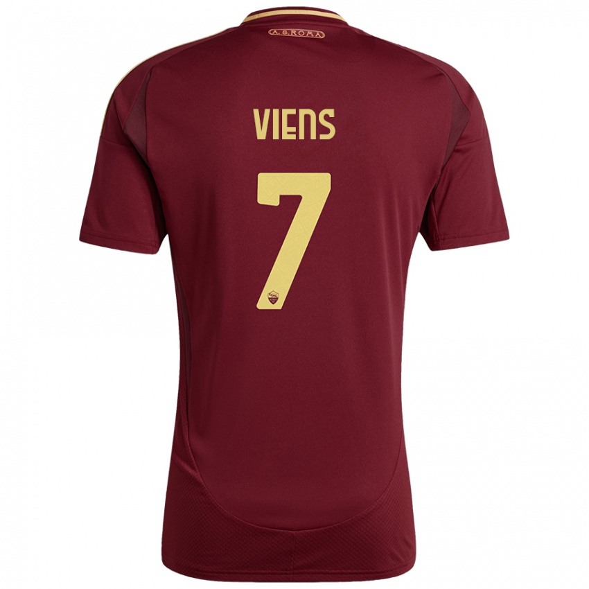 Hombre Camiseta Evelyne Viens #7 Rojo Marrón Dorado 1ª Equipación 2024/25 La Camisa