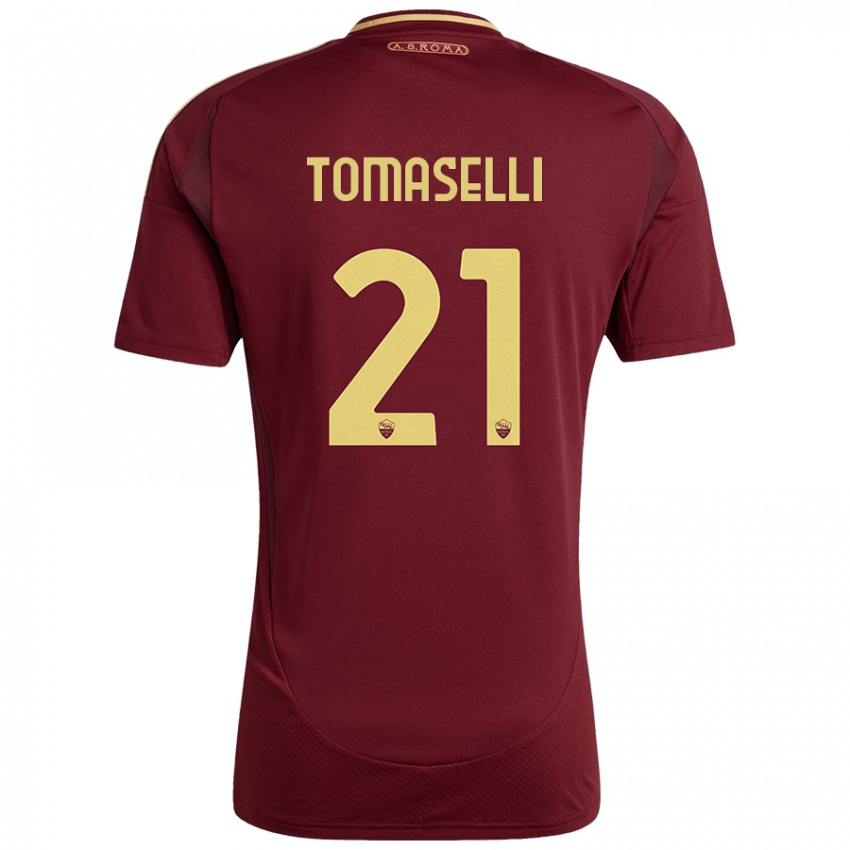 Hombre Camiseta Martina Tomaselli #21 Rojo Marrón Dorado 1ª Equipación 2024/25 La Camisa