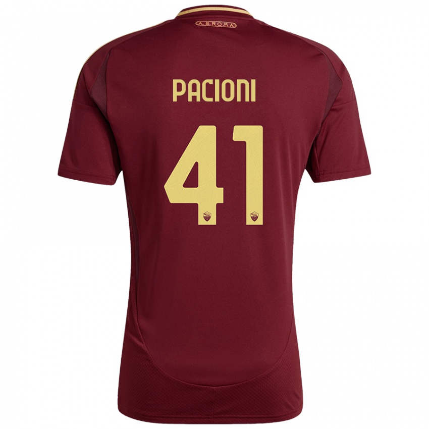 Hombre Camiseta Eleonora Pacioni #41 Rojo Marrón Dorado 1ª Equipación 2024/25 La Camisa