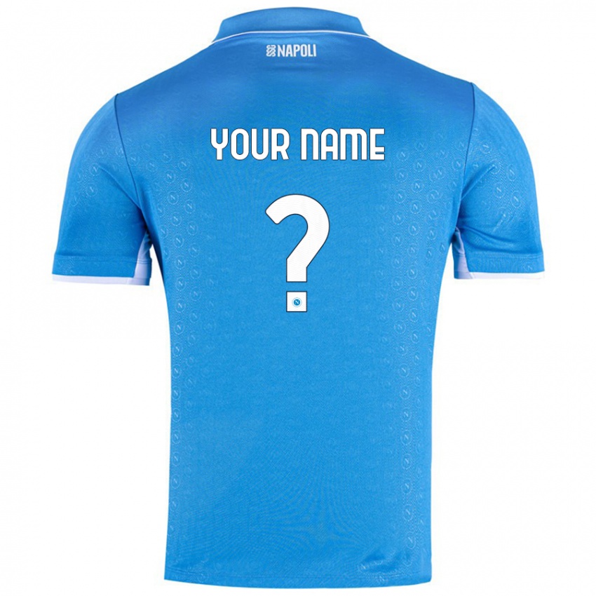 Hombre Camiseta Su Nombre #0 Azul Cielo 1ª Equipación 2024/25 La Camisa