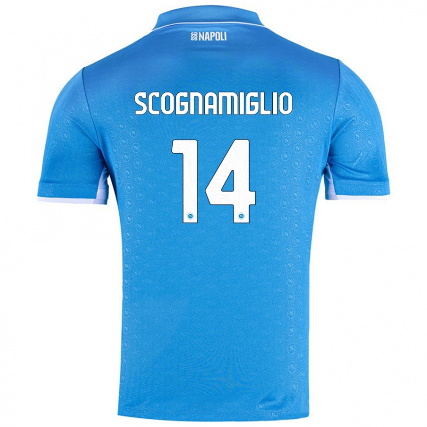 Hombre Camiseta Fabio Scognamiglio #14 Azul Cielo 1ª Equipación 2024/25 La Camisa