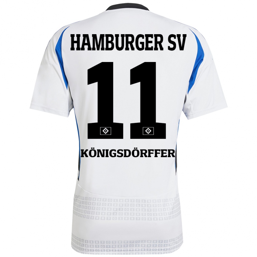 Hombre Camiseta Ransford Königsdörffer #11 Blanco Azul 1ª Equipación 2024/25 La Camisa