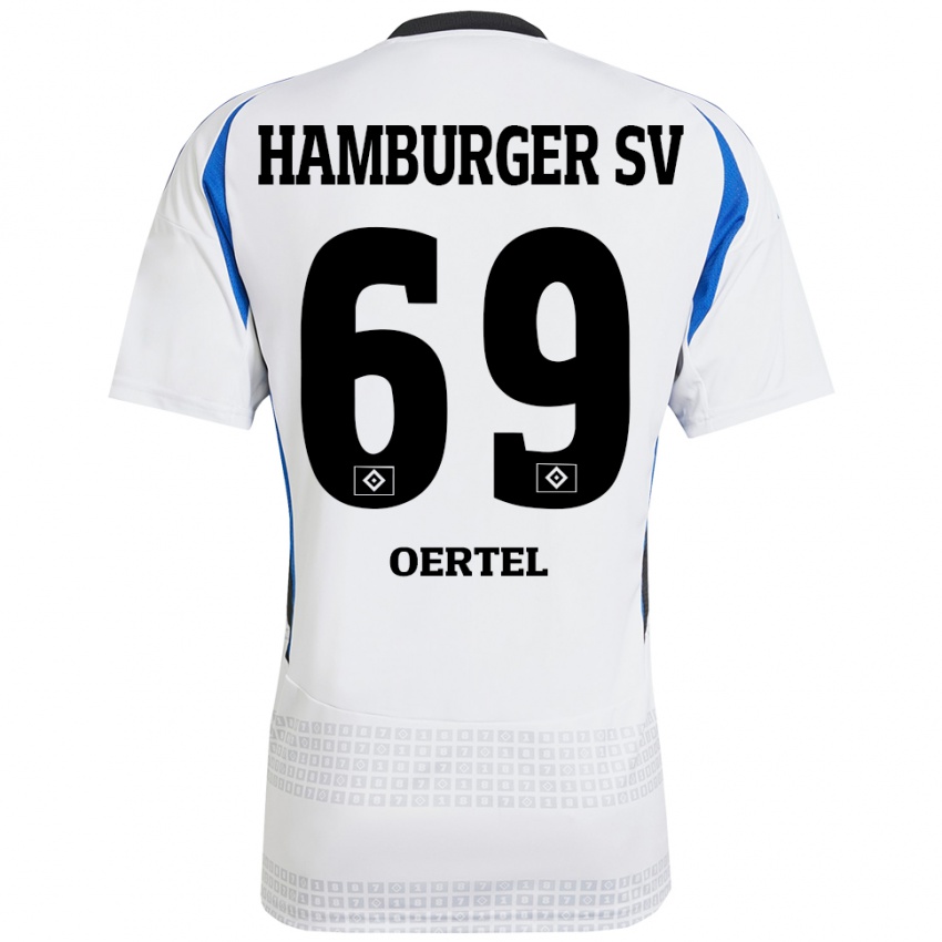 Hombre Camiseta Jan Oertel #69 Blanco Azul 1ª Equipación 2024/25 La Camisa