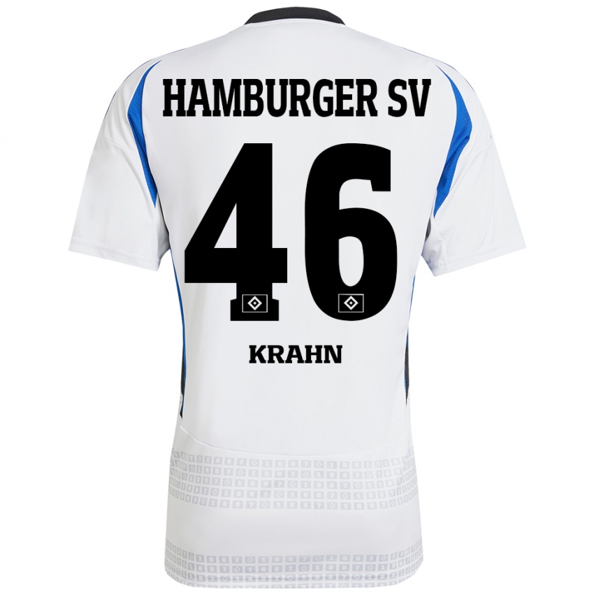 Hombre Camiseta Elijah Krahn #46 Blanco Azul 1ª Equipación 2024/25 La Camisa